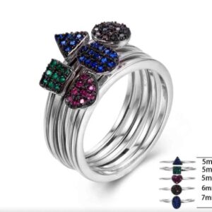 SJ22249-C, Ladies' Moissanite Ring, S925, Rhodium + Black Rhodium Plated, Silver, 6.01g