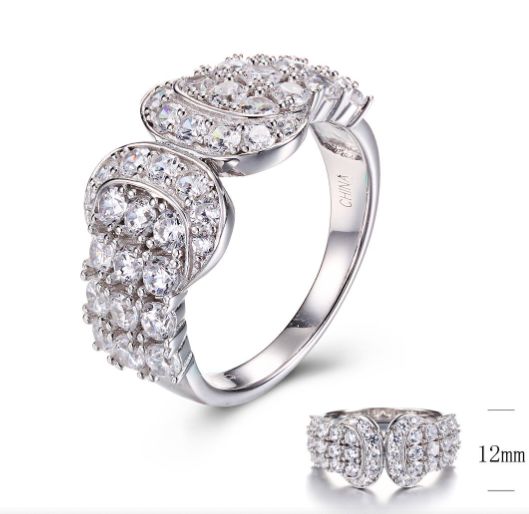 SJ29959, Ladies' Moissanite Ring, S925, Rhodium Plated, White, 3.83g