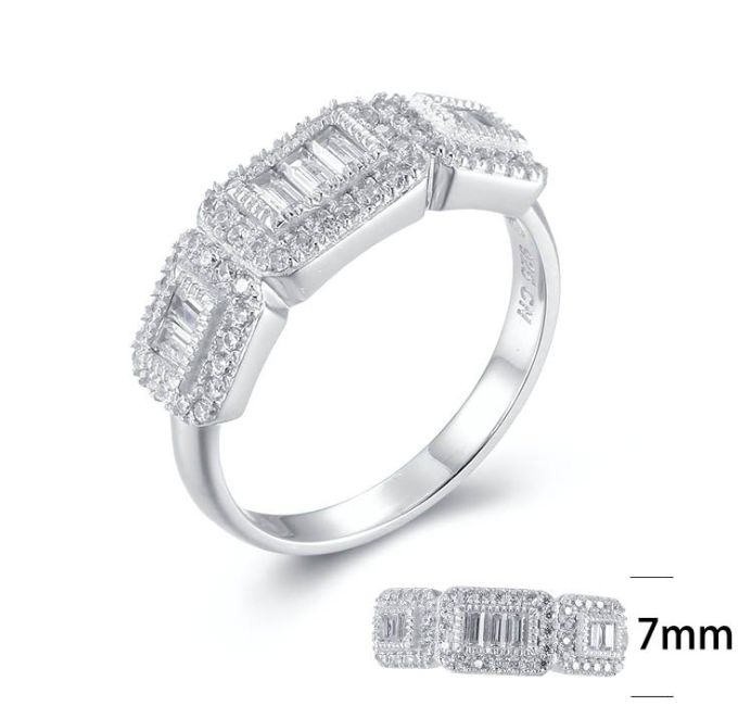 SJ26398, Ladies' Moissanite Ring, S925, Rhodium Plated, White, 3.69g