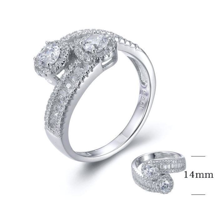 SJ26801, Ladies' Moissanite Ring, S925, Rhodium Plated, White, 4.04g