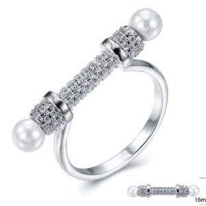 SJ23107, Ladies' Moissanite Ring, S925, Rhodium Plated, White, 3.61g