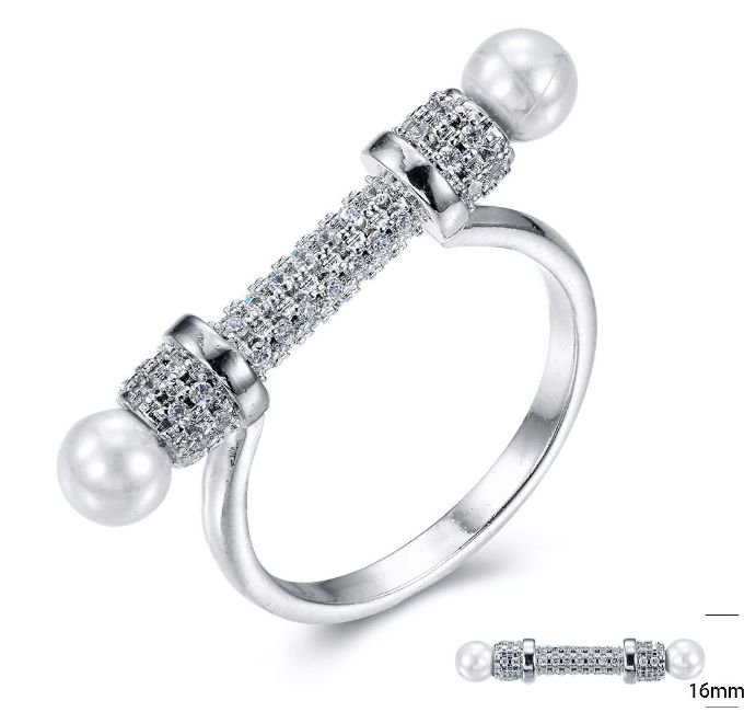 SJ23107, Ladies' Moissanite Ring, S925, Rhodium Plated, White, 3.61g