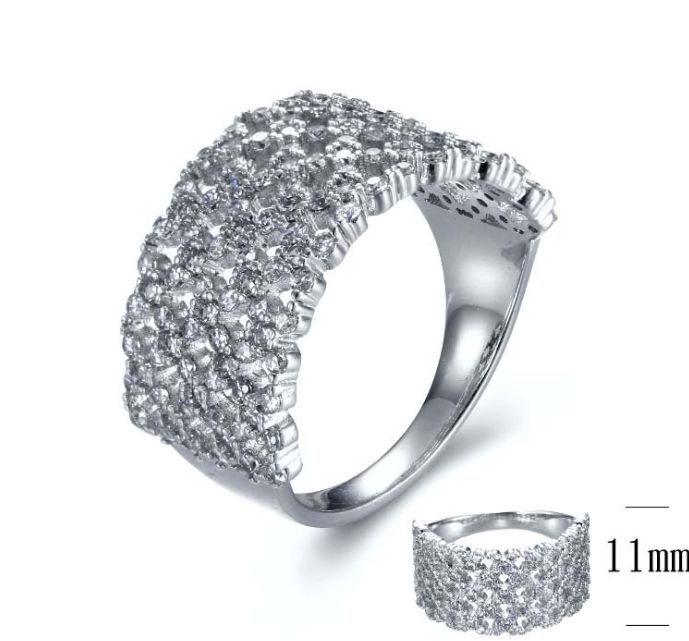 SJ28400, Ladies' Moissanite Ring, S925, Rhodium Plated, White, 4.17g