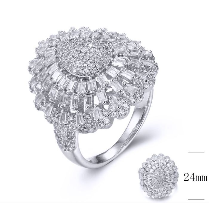 SJ33767, Ladies' Moissanite Ring, S925, Rhodium Plated, White, 6.55g