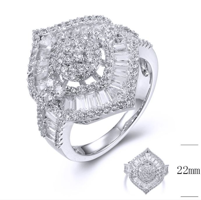 SJ35787, Ladies' Moissanite Ring, S925, Rhodium Plated, White, 5.5g