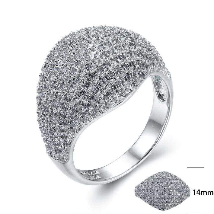 SJ25554-C, Ladies' Moissanite Ring, S925, Rhodium + Black Rhodium Plated, Silver, 5.32g
