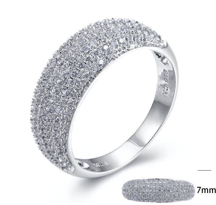 SJ25016-C, Ladies' Moissanite Ring, S925, Rhodium + Black Rhodium Plated, Silver, 3.34g