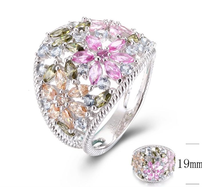 SJ33049, Ladies' Moissanite Ring, S925, Rhodium Plated, White, 4.98g