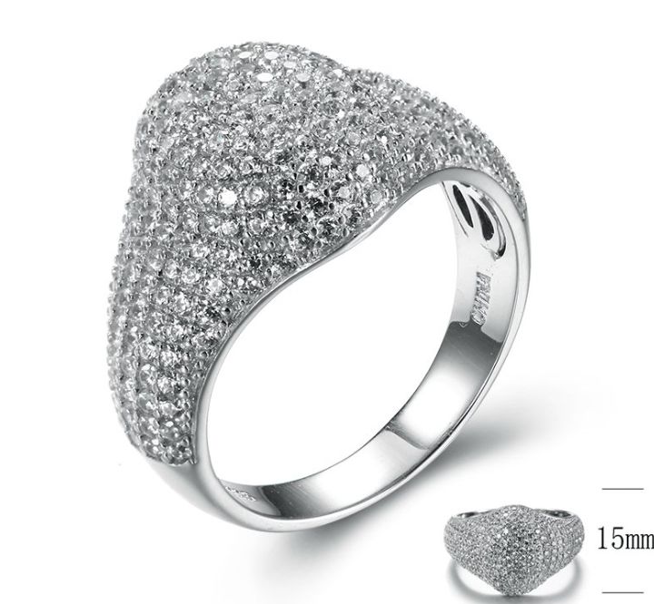 SJ28589-C, Ladies' Moissanite Ring, S925, Rhodium + Black Rhodium Plated, Silver, 5.98g