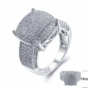 SJ25550-C, Ladies' Moissanite Ring, S925, Rhodium + Black Rhodium Plated, Silver, 5.41g
