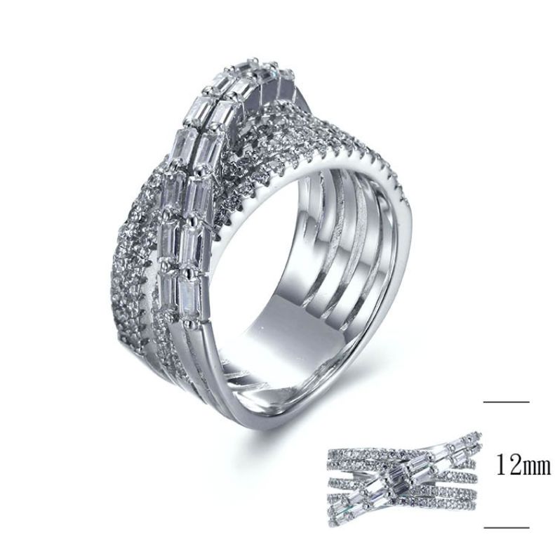 SJ27773, Ladies' Moissanite Ring, S925, Rhodium Plated, White, 8.33g