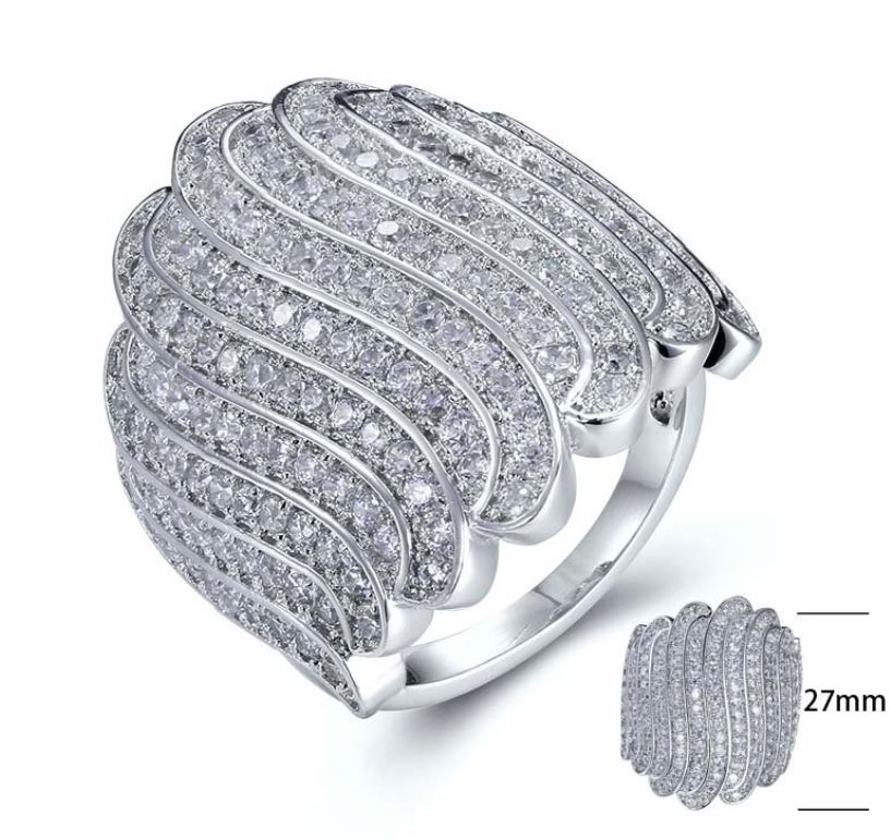 SJ25010, Ladies' Moissanite Ring, S925, Rhodium Plated, White, 10.46g