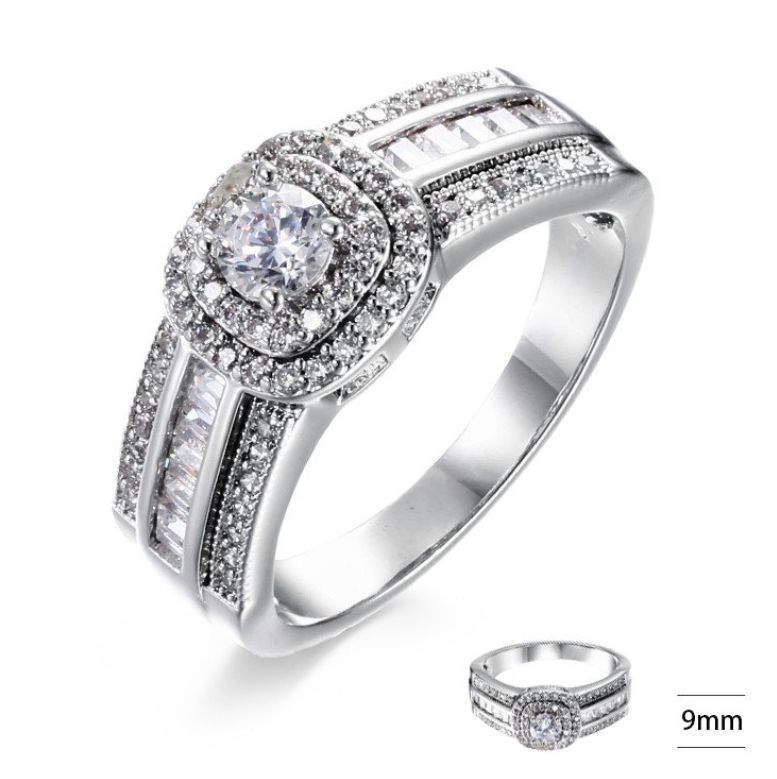SJ41585, Ladies' Moissanite Ring, S925, Rhodium Plated, White, 3.67g