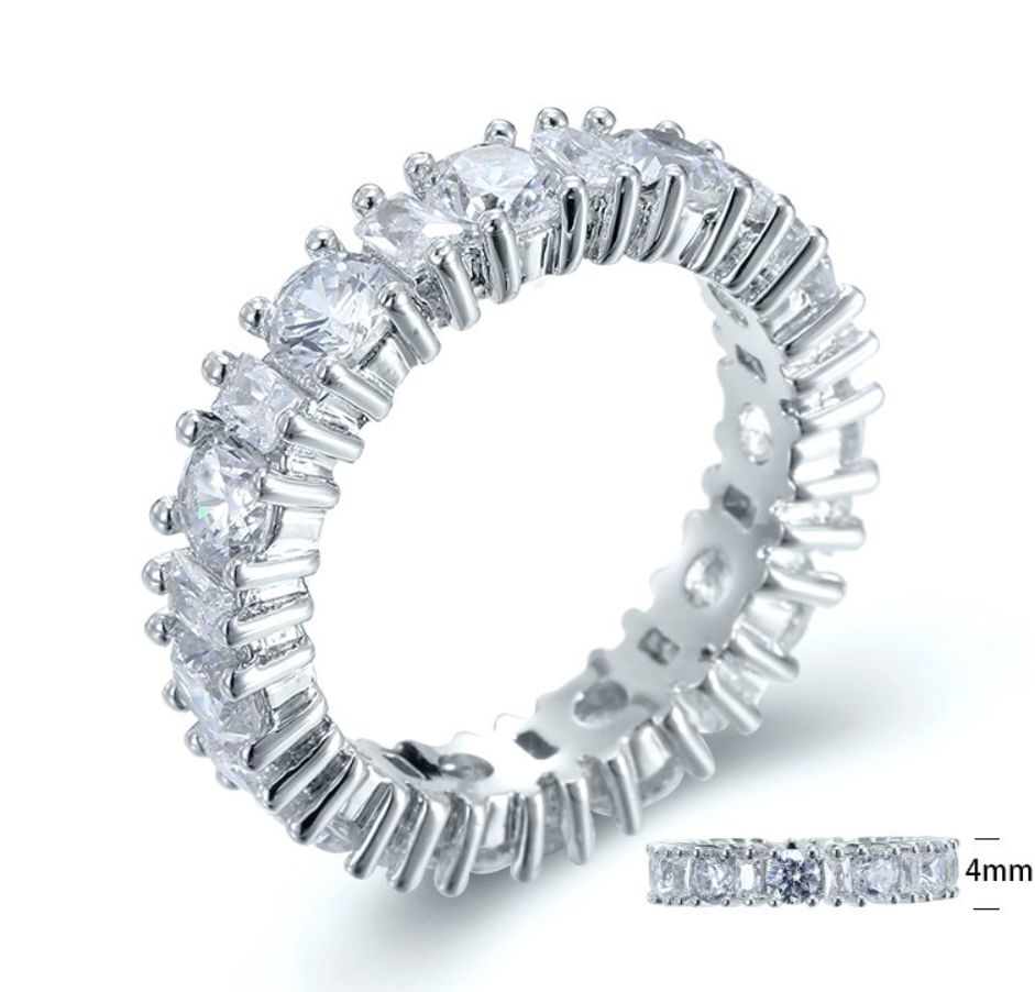 SJ25084, Ladies' Moissanite Ring, S925, Rhodium Plated, White, 5.02g