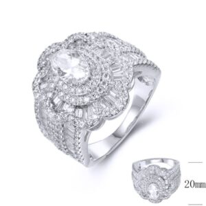 SJ37404, Ladies' Moissanite Ring, S925, Rhodium Plated, White, 7.43g