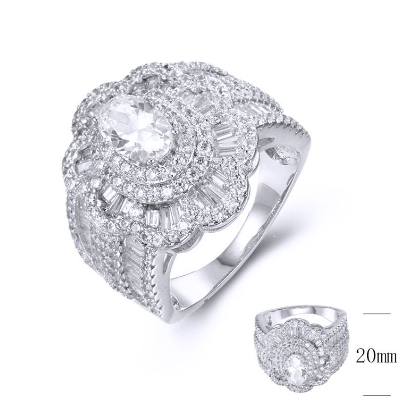 SJ37404, Ladies' Moissanite Ring, S925, Rhodium Plated, White, 7.43g
