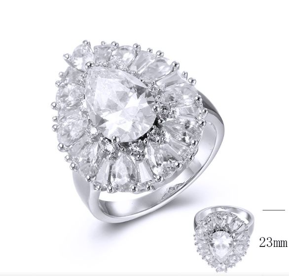SJ38972, Ladies' Moissanite Ring, S925, Rhodium Plated, White, 6.86g