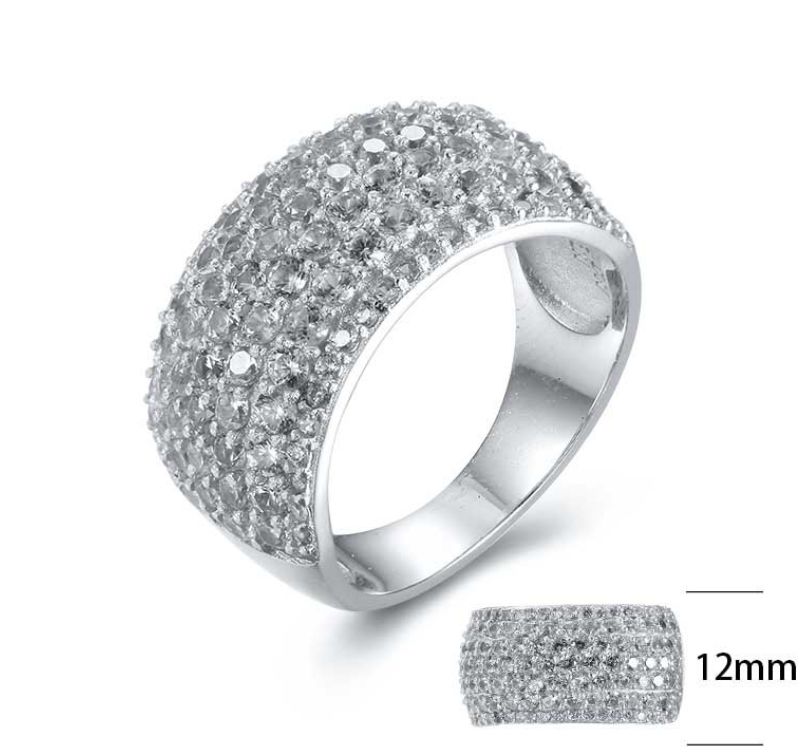 SJ23247, Ladies' Moissanite Ring, S925, Rhodium Plated, White, 6.74g