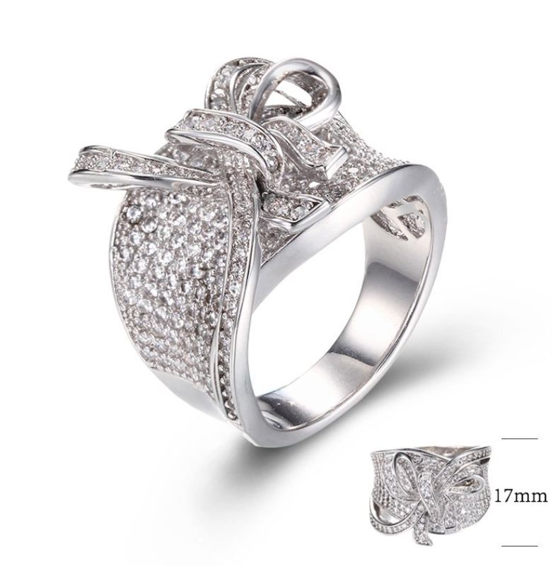 SJ29041, Ladies' Moissanite Ring, S925, Rhodium Plated, White, 8.94g