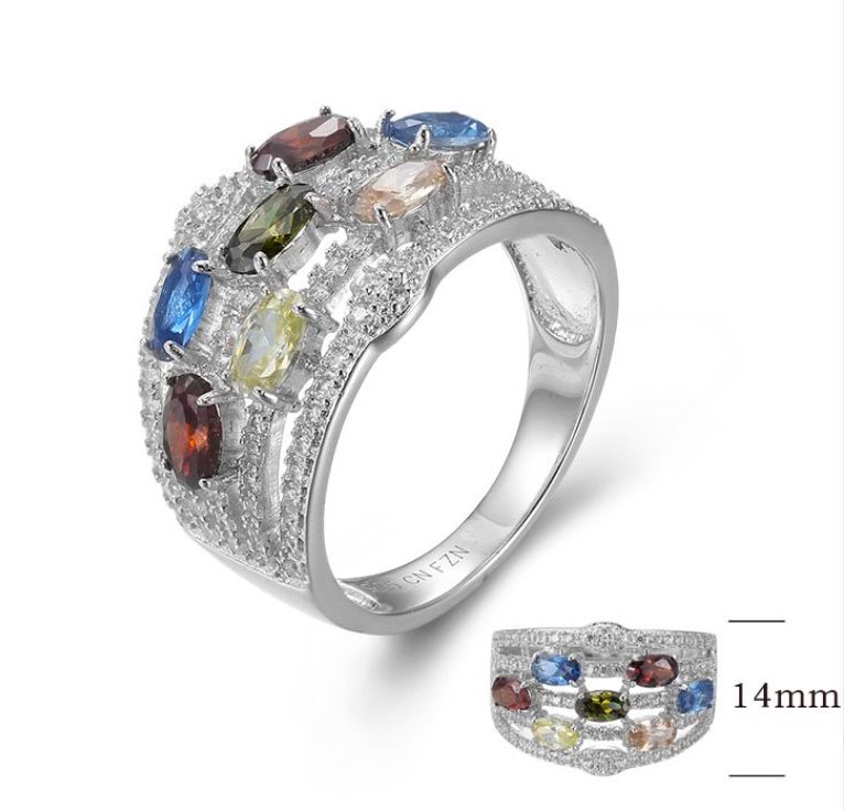 SJ22268, Ladies' Moissanite Ring, S925, Rhodium Plated, White, 3.99g