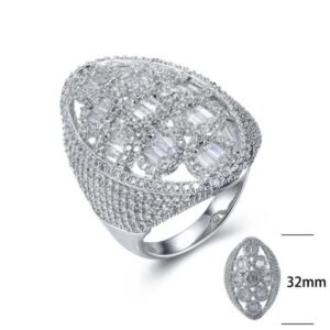 SJ27242, Ladies' Moissanite Ring, S925, Rhodium Plated, White, 6.37g
