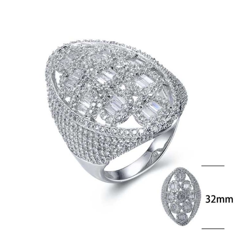 SJ27242, Ladies' Moissanite Ring, S925, Rhodium Plated, White, 6.37g