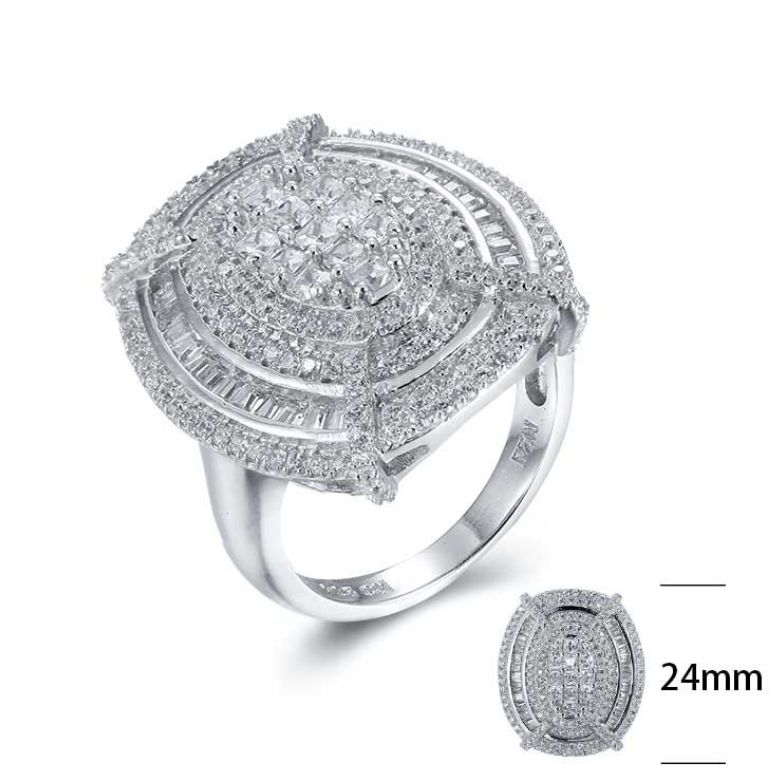 SJ26121, Ladies' Moissanite Ring, S925, Rhodium Plated, White, 8.42g