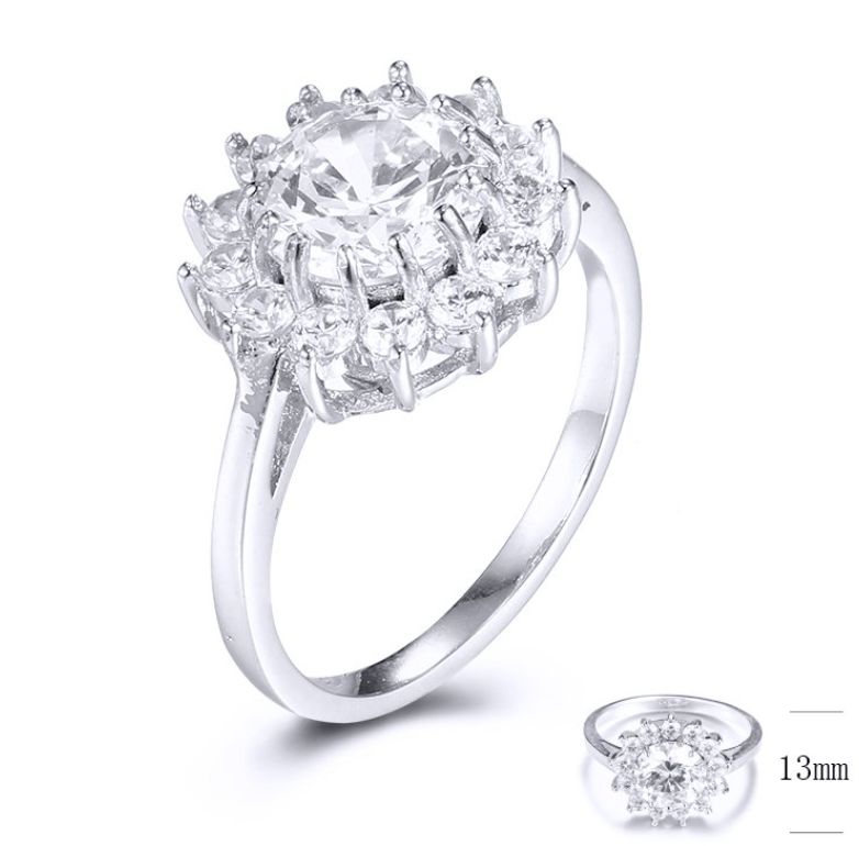 SJ30951, Ladies' Moissanite Ring, S925, Rhodium Plated, White, 3.49g