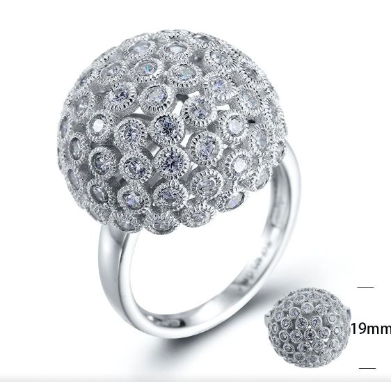 SJ24496, Ladies' Moissanite Ring, S925, Rhodium Plated, White, 8.35g