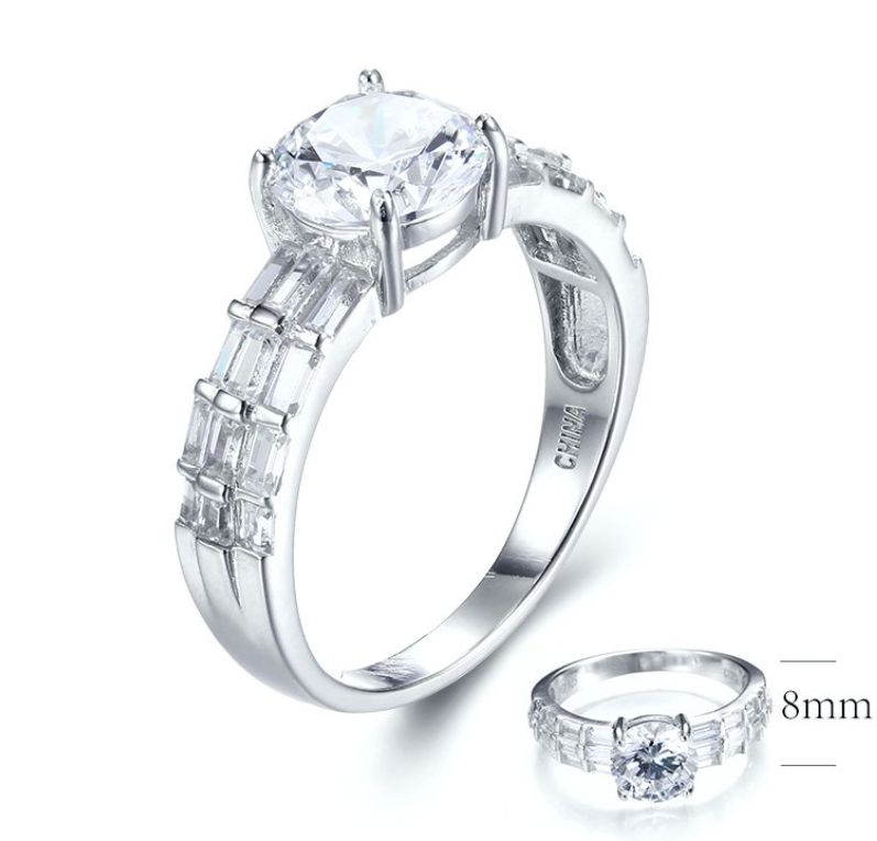 SJ28823, Ladies' Moissanite Ring, S925, Rhodium Plated, White, 3.89g