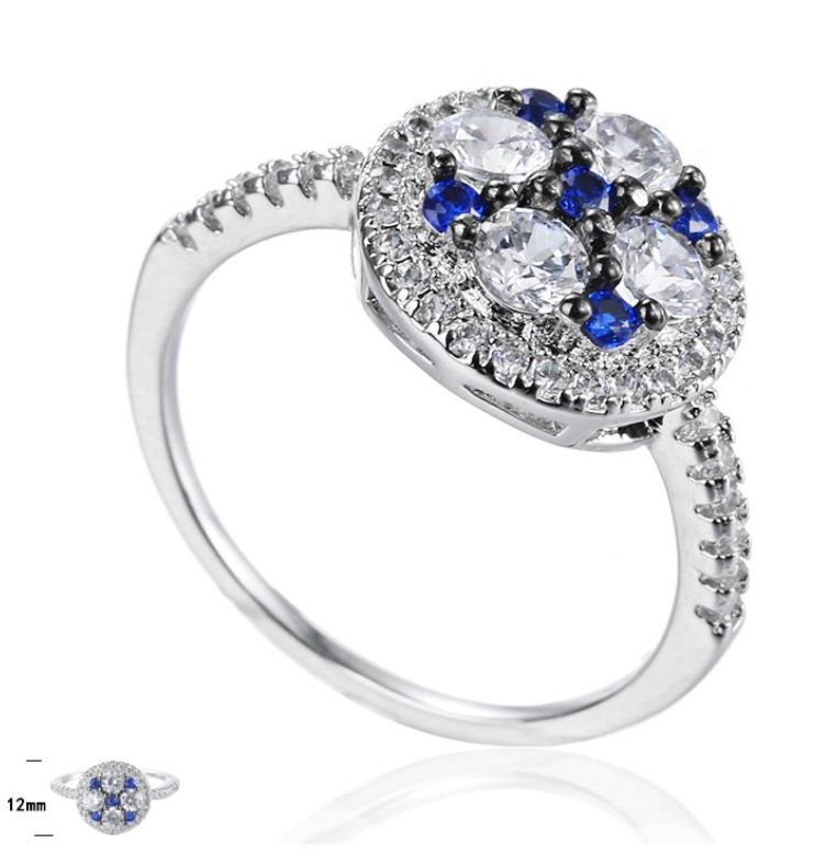 SJ22428, Ladies' Moissanite Ring, S925, Rhodium Plated, White, 2.57g