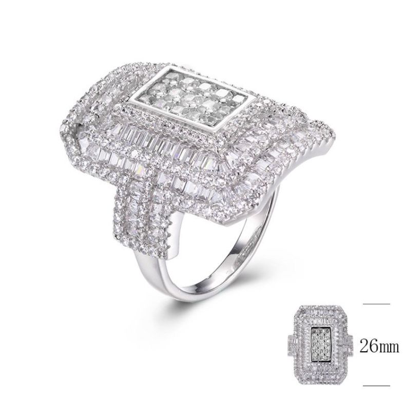 SJ28887, Ladies' Moissanite Ring, S925, Rhodium Plated, White, 10.19g