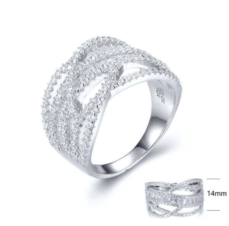 SJ28738, Ladies' Moissanite Ring, S925, Rhodium Plated, White, 5.8g