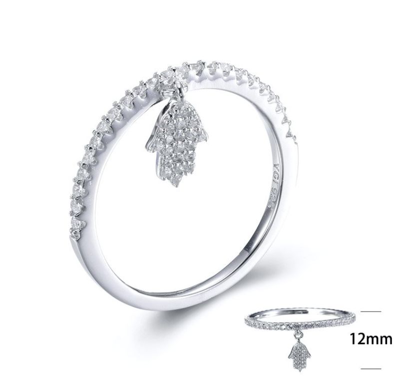 SJ27228, Ladies' Moissanite Ring, S925, Rhodium Plated, White, 4.3g