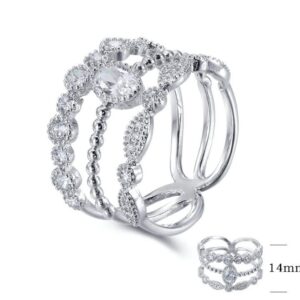 SJ22161, Ladies' Moissanite Ring, S925, Rhodium Plated, White, 3.86g