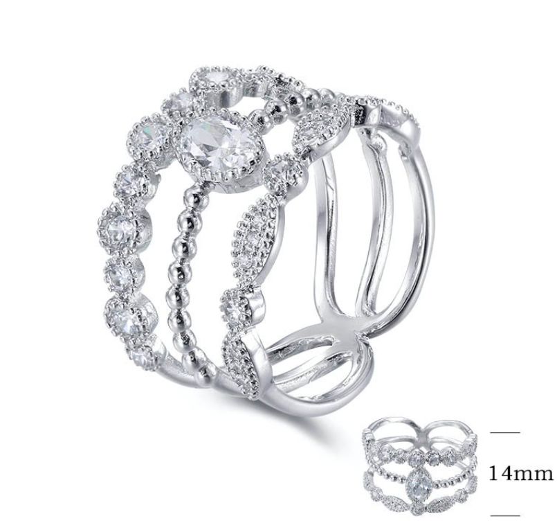 SJ22161, Ladies' Moissanite Ring, S925, Rhodium Plated, White, 3.86g