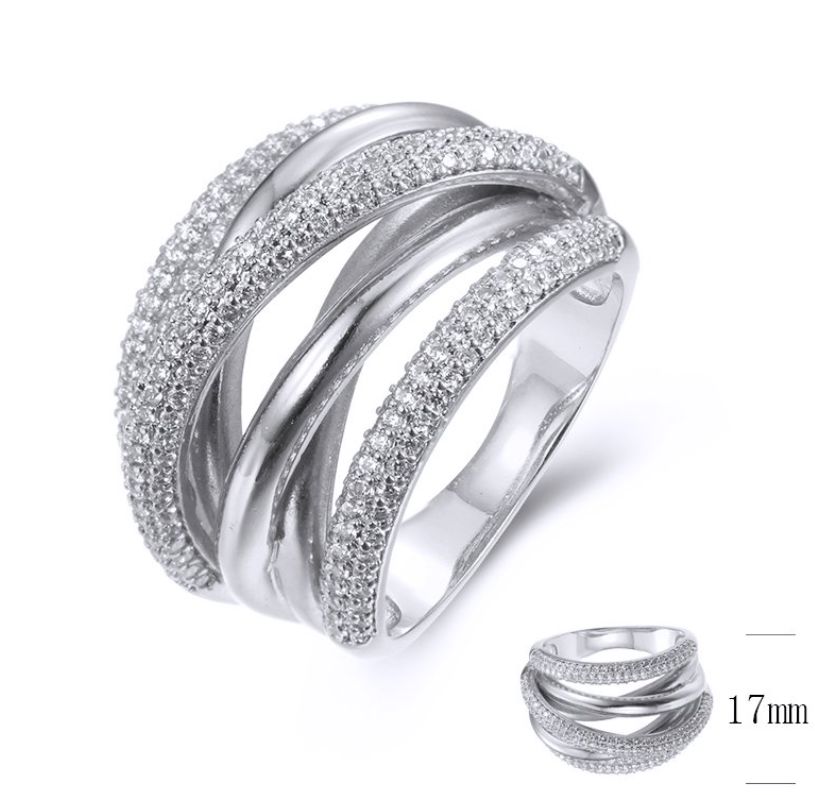SJ38174, Ladies' Moissanite Ring, S925, Rhodium Plated, White, 7.75g