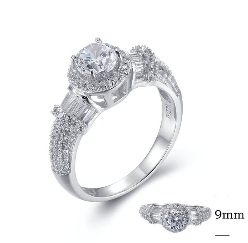 SJ26428, Ladies' Moissanite Ring, S925, Rhodium Plated, White, 4.28g