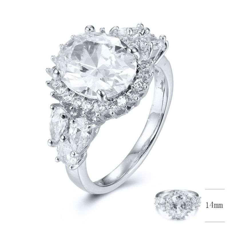SJ31278, Ladies' Moissanite Ring, S925, Rhodium Plated, White, 5.1g