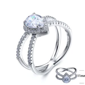 SJ25609, Ladies' Moissanite Ring, S925, Rhodium Plated, White, 3.49g