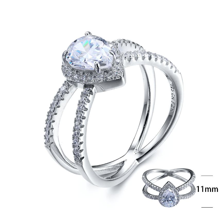 SJ25609, Ladies' Moissanite Ring, S925, Rhodium Plated, White, 3.49g