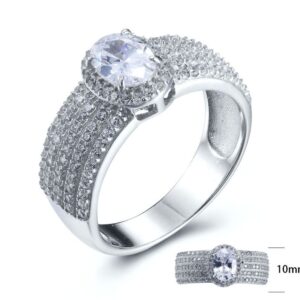SJ25036, Ladies' Moissanite Ring, S925, Rhodium Plated, White, 4.6g