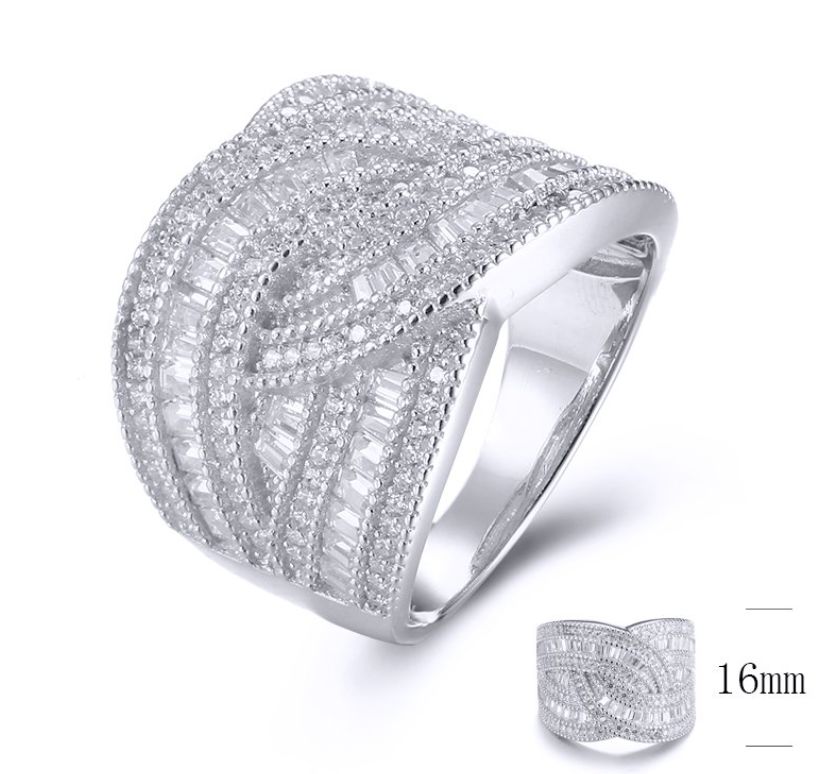 SJ33068, Ladies' Moissanite Ring, S925, Rhodium Plated, White, 6.56g