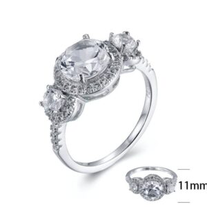 SJ23271, Ladies' Moissanite Ring, S925, Rhodium Plated, White, 3.41g