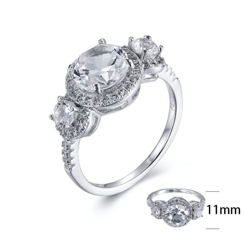 SJ23271, Ladies' Moissanite Ring, S925, Rhodium Plated, White, 3.41g