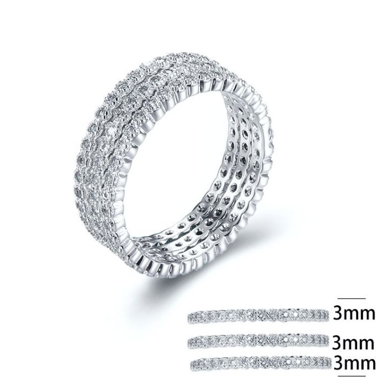 SJ28709, Ladies' Moissanite Ring, S925, Rhodium Plated, White, 3.91g
