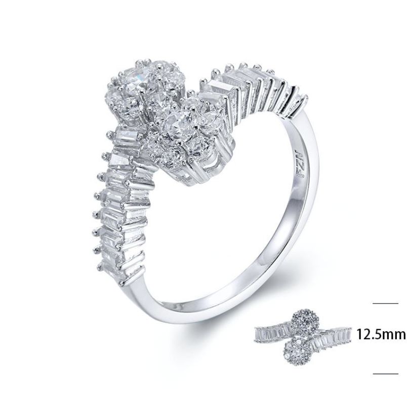 SJ26040, Ladies' Moissanite Ring, S925, Rhodium Plated, White, 3.14g