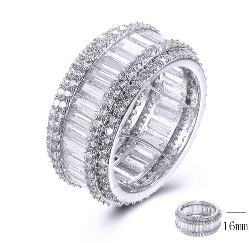 SJ37982, Ladies' Moissanite Ring, S925, Rhodium Plated, White, 7.46g