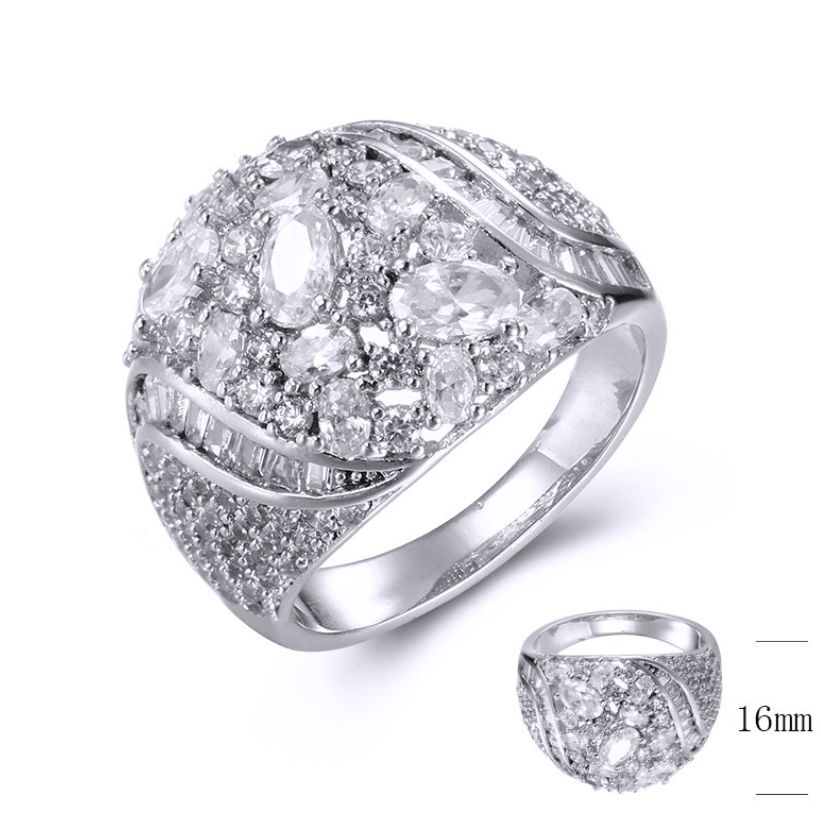 SJ39333, Ladies' Moissanite Ring, S925, Rhodium Plated, White, 5.7g