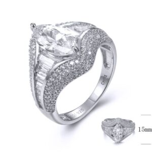 SJ36189, Ladies' Moissanite Ring, S925, Rhodium Plated, White, 5.43g